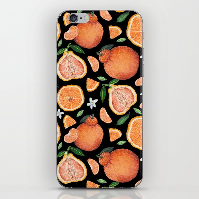 Fresh orange fruits- black iPhone Skin
