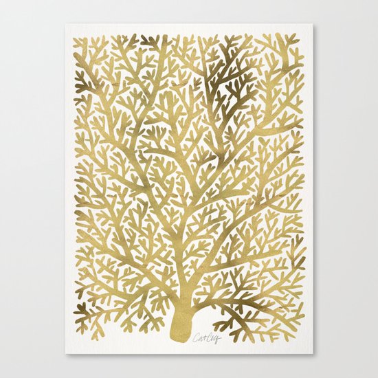 Gold Fan Coral Canvas Print