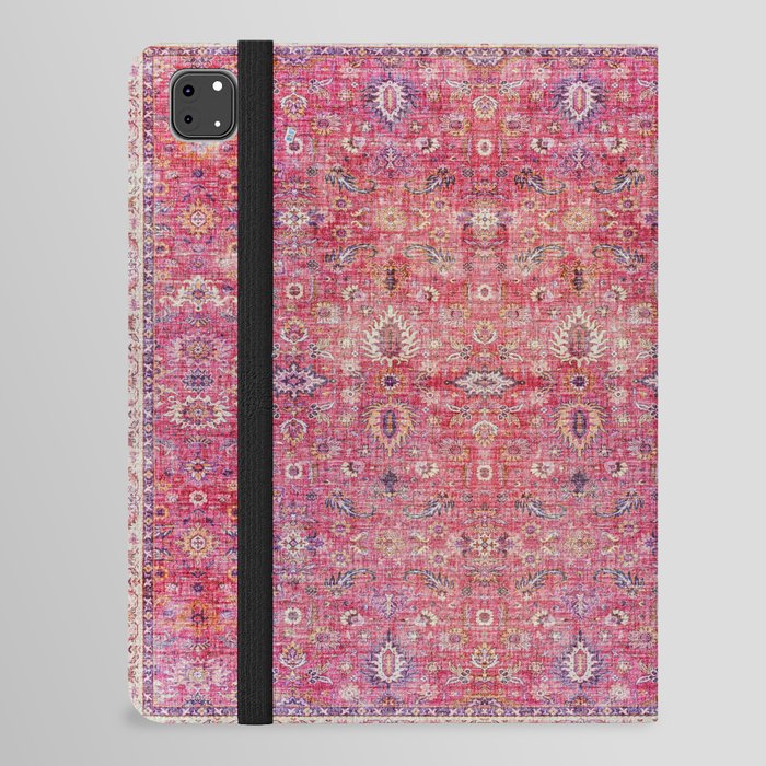 N45 - Pink Vintage Traditional Moroccan Boho & Farmhouse Style Artwork. iPad Folio Case