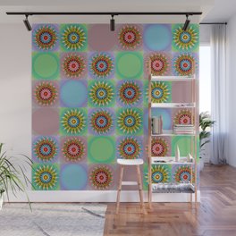 Colorful Mandala Grids Pattern-Dim Pallet Wall Mural