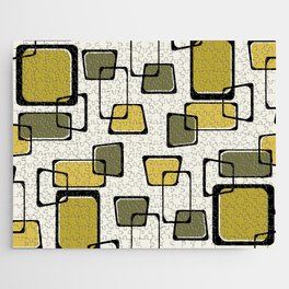 Skewed Squares Midcentury Pattern Chartreuse Jigsaw Puzzle