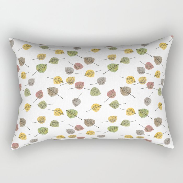 Colorado Aspen Tree Leaves Hand-painted Watercolors in Golden Autumn Shades on Clear Rectangular Pillow