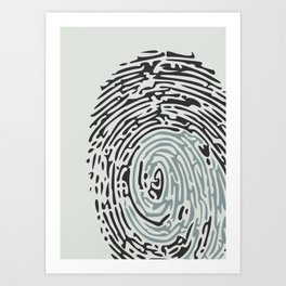 Abstract Fingerprint #9 Blue Minimal Art Print