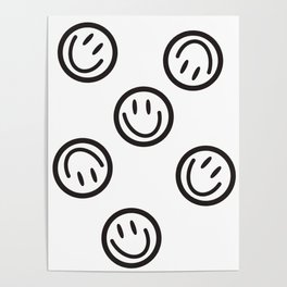 Smileys, Black And White Poster
