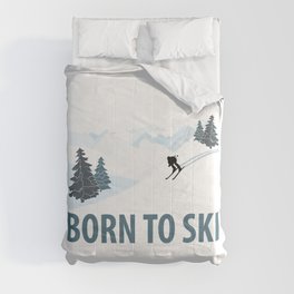 Born to Ski - Snowy Mountain Scene Comforter