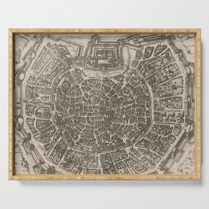 Vintage Map of Milan Italy (1575) Serving Tray