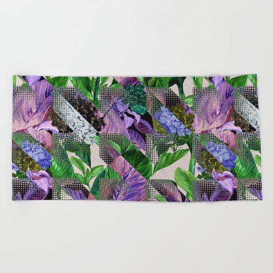 Floral and Geometric Beach Towel
