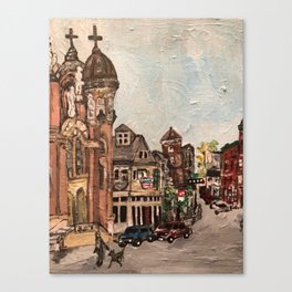 "Little Italy, Cleveland"  Ohio Painting by Willowcatdesigns Canvas Print