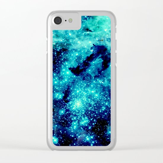 GALAXY. Teal Aqua Clear iPhone Case