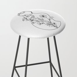 Woman with Flowers Abstract Line Art Bar Stool