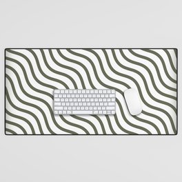 Wave lines - Green Chive Herb Desk Mat