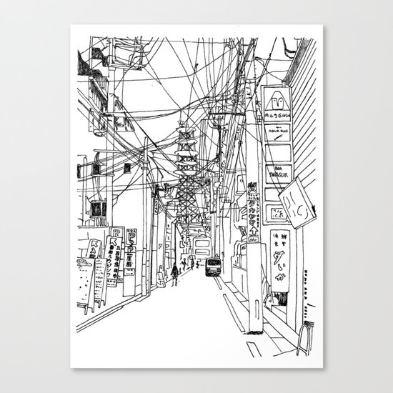 Osaka - downtown street Canvas Print