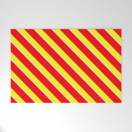 [ Thumbnail: Yellow, Bisque, Red & Gray Colored Striped/Lined Pattern Welcome Mat ]