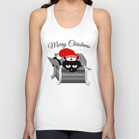 Naughty Cat Merry Christmas Unisex Tank Top