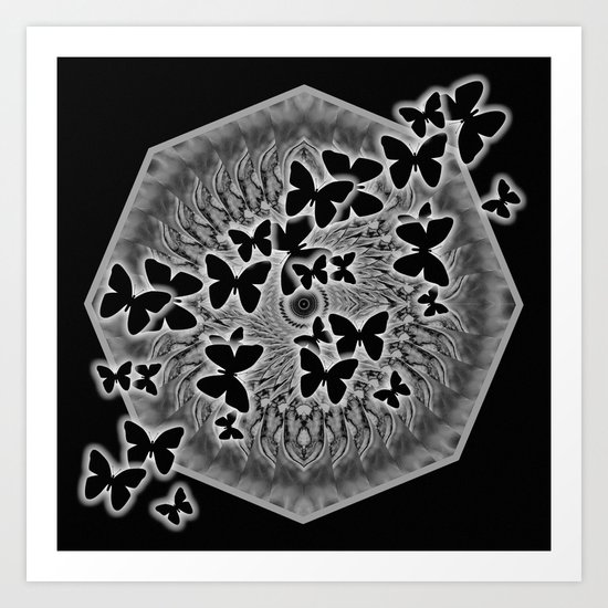 Dark butterfly kaleidoscope Art Print