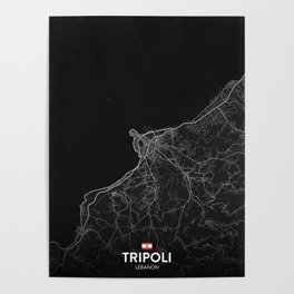 Tripoli, Lebanon - Dark City Map Poster