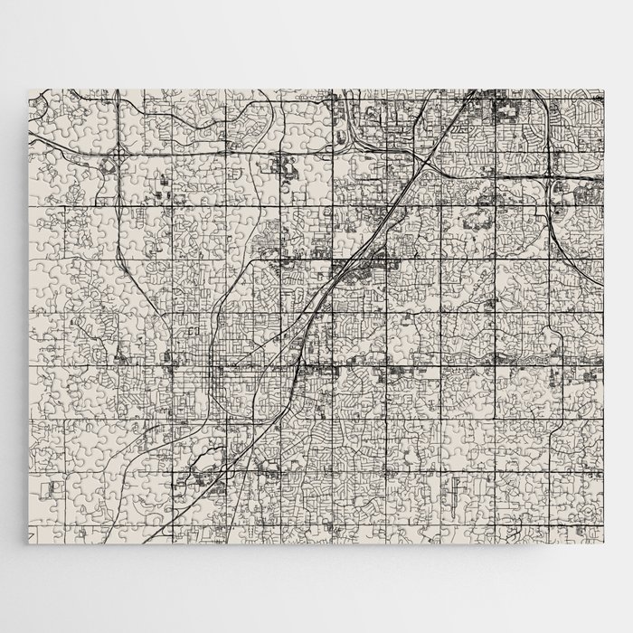 Olathe USA - Black and White city Map Jigsaw Puzzle