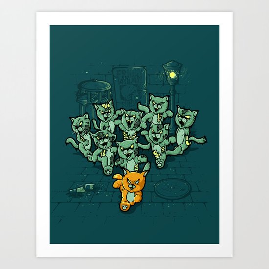 Zombie Cats Art Print