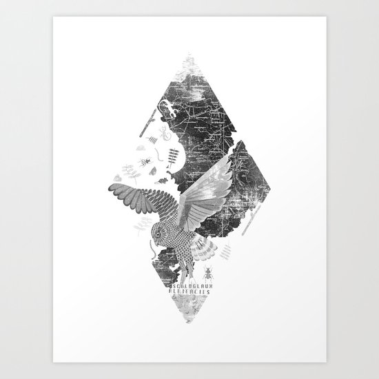 OWL MAP Art Print