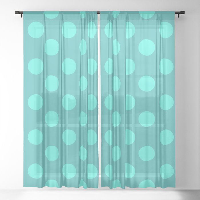 Polka Dot Turquoise Teal Pattern Sheer Curtain By Luxelab