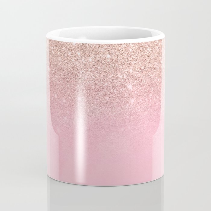 Modern Rose Gold Glitter Ombre Hand Painted Pink