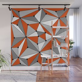 Abstract geometric pattern - orange and gray. Wall Mural