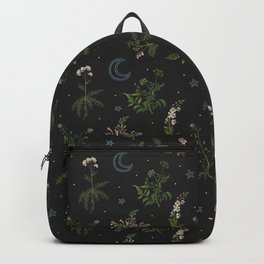 Witches Garden Backpack | Pattern, Botanical, Witch, Forest, Wicca, Floral, Graphicdesign, Night, Darkgreen, Dark 