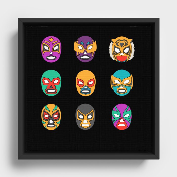 Mexican Wrestler Lucha Libre Masks Framed Canvas