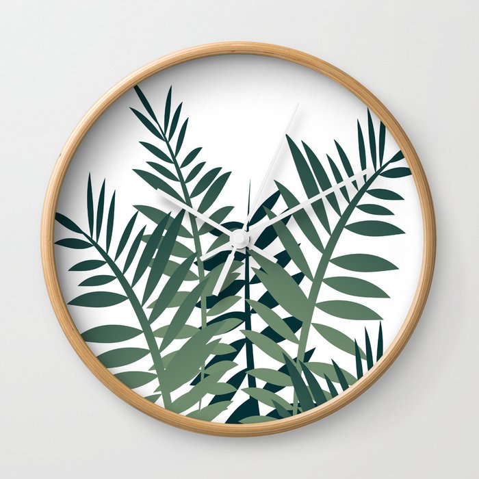 Palm Fern Leaves Big Size Wall Clock By Move Art