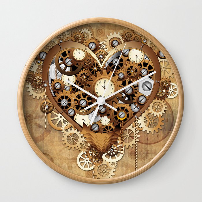 Steampunk Heart Love Wall Clock