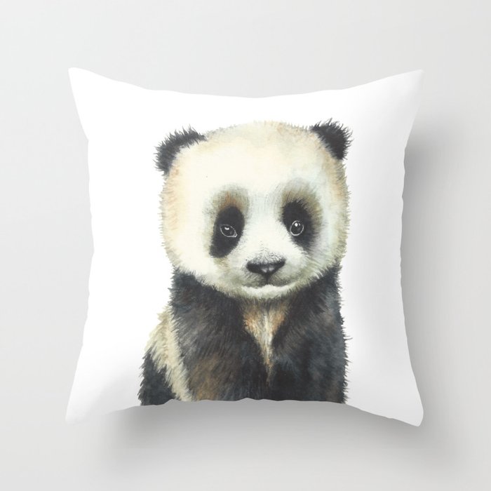 Panda watercolor drawing Throw Pillow