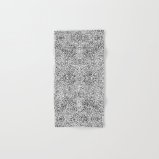 Grey and white swirls doodles Hand & Bath Towel