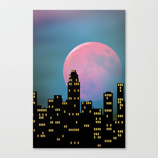 Super Moon over the City Canvas Print