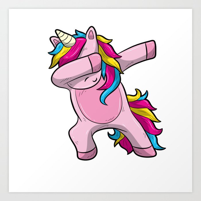 Dabbing Unicorn Tshirt Funny Birthday Kids Gift Art Print By Born