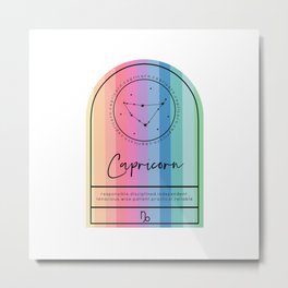 Capricorn Zodiac | Rainbow Stripe Metal Print