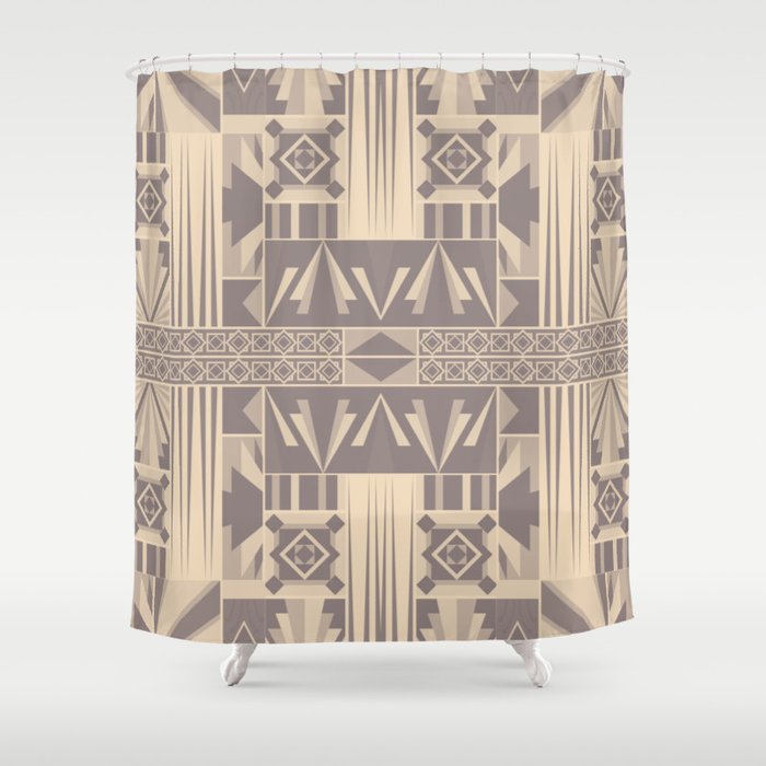 Art Deco Abstract Soft Beige Grey Shower Curtain