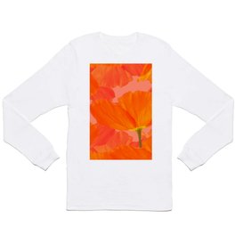 Beautiful Poppies Coral Color Background #decor #society6 #buyart Long Sleeve T-shirt