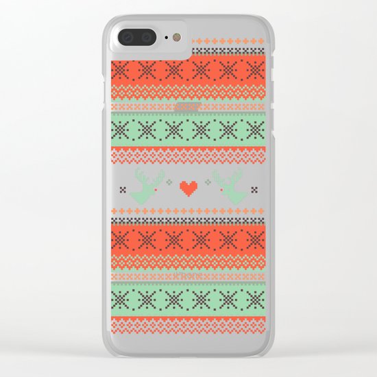 Holiday Pixels Clear iPhone Case