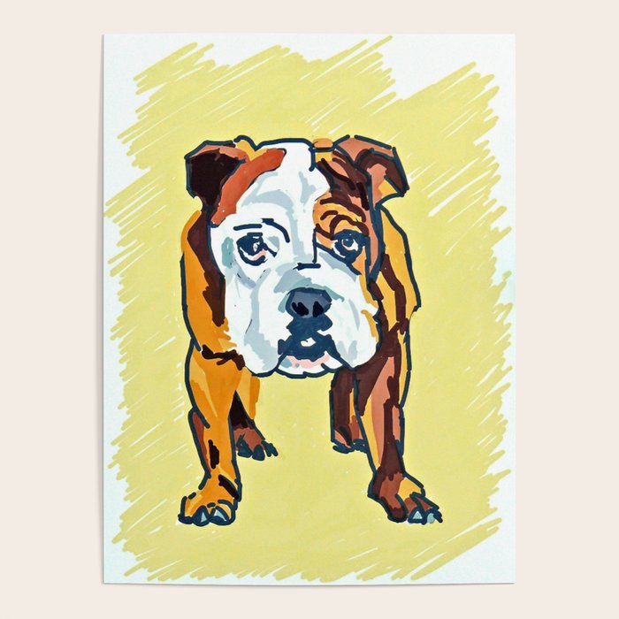 Bulldog Puppy Dog Portrait Poster by BarkingDogCreationsStudio Society6