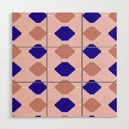 70s Retro Checkered Southwest Motives Kilim Pattern Wood Wall Art