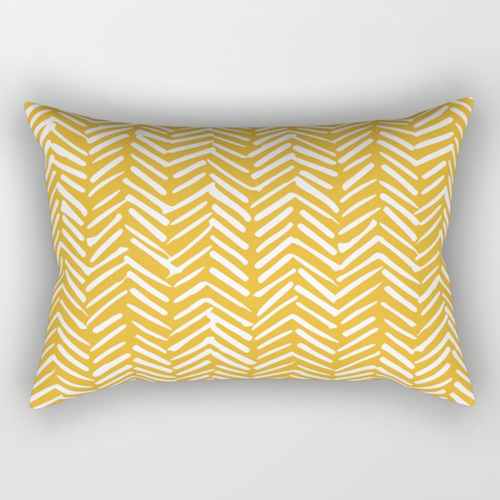 Boho Abstract Herringbone Pattern, Summer Yellow Rectangular Pillow
