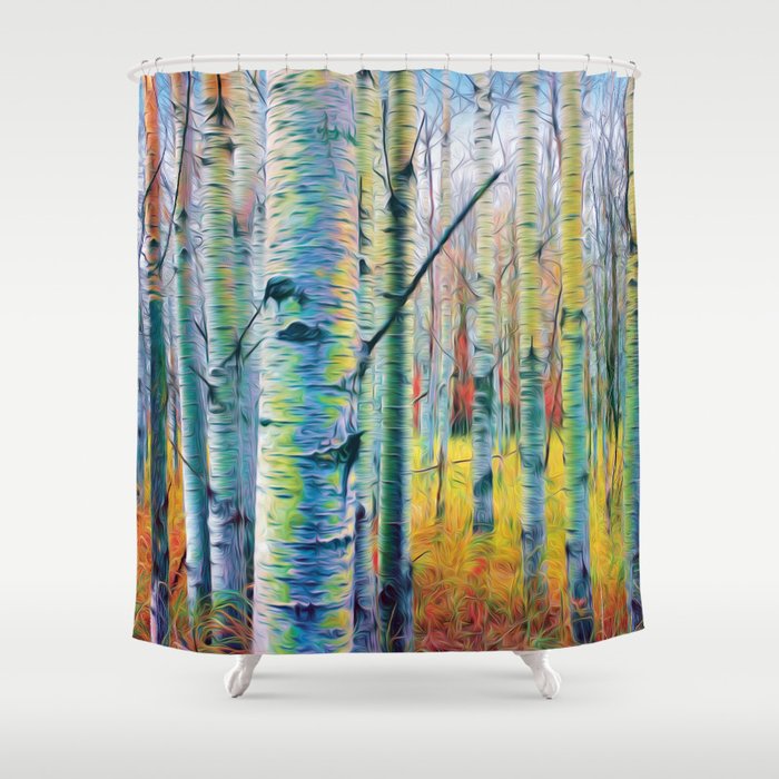 Aspen Trees In The Fall Shower Curtain, Fall Tree Shower Curtain
