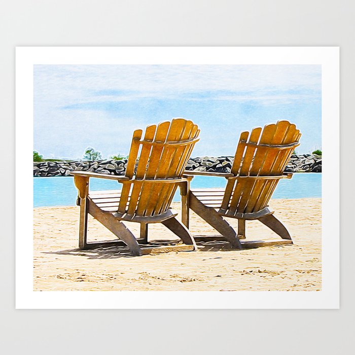 Adirondack Beach Chairs At The Lake Summertime Beachy Decor