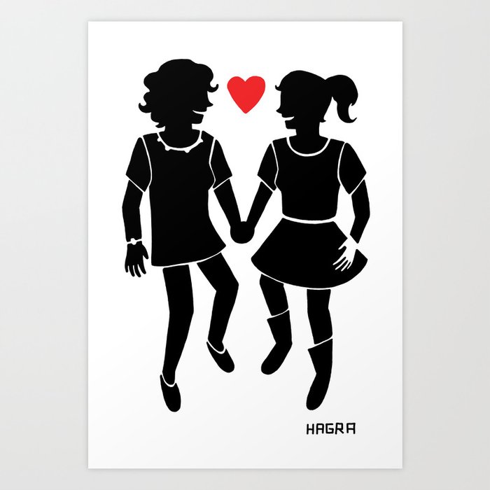 Happy lesbians Art Print