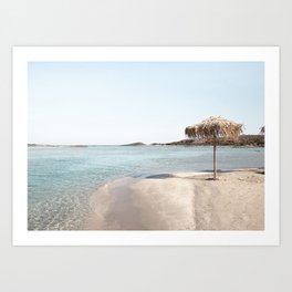 The Lone Umbrella Photo | Elafonissi Beach Crete Island Art Print | Greece Europe Travel Photography Art Print