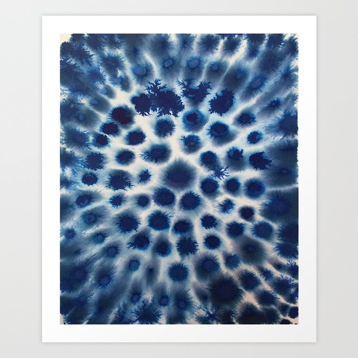 Blue Concentric Drops Art Print