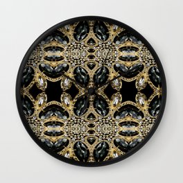  art deco jewelry bohemian champagne gold black rhinestone Wall Clock
