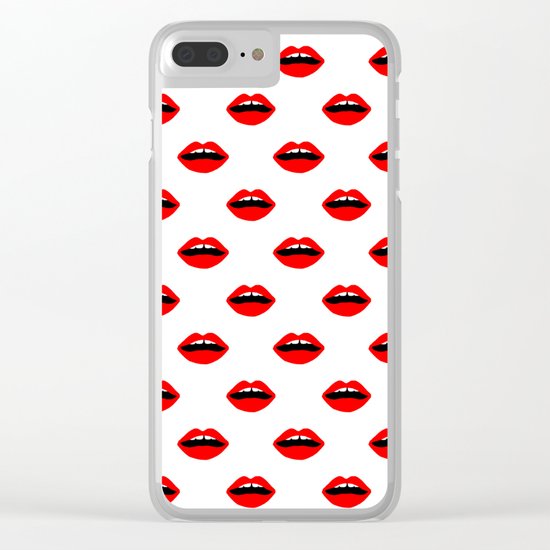 Lips minimal pattern cute gift for valentines day love lipstick Clear iPhone Case