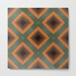 Orange Squares Metal Print | Greenbay, Graphicdesign, Greenbackground, Autumncolors, Fallcolorsprint, Stitchingpattern, Orangesquares, Abstractstitching, Abstractgeometric, Orangeandbrown 