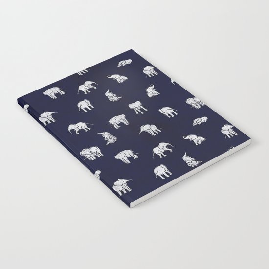 Indian Baby Elephants in Navy Notebook